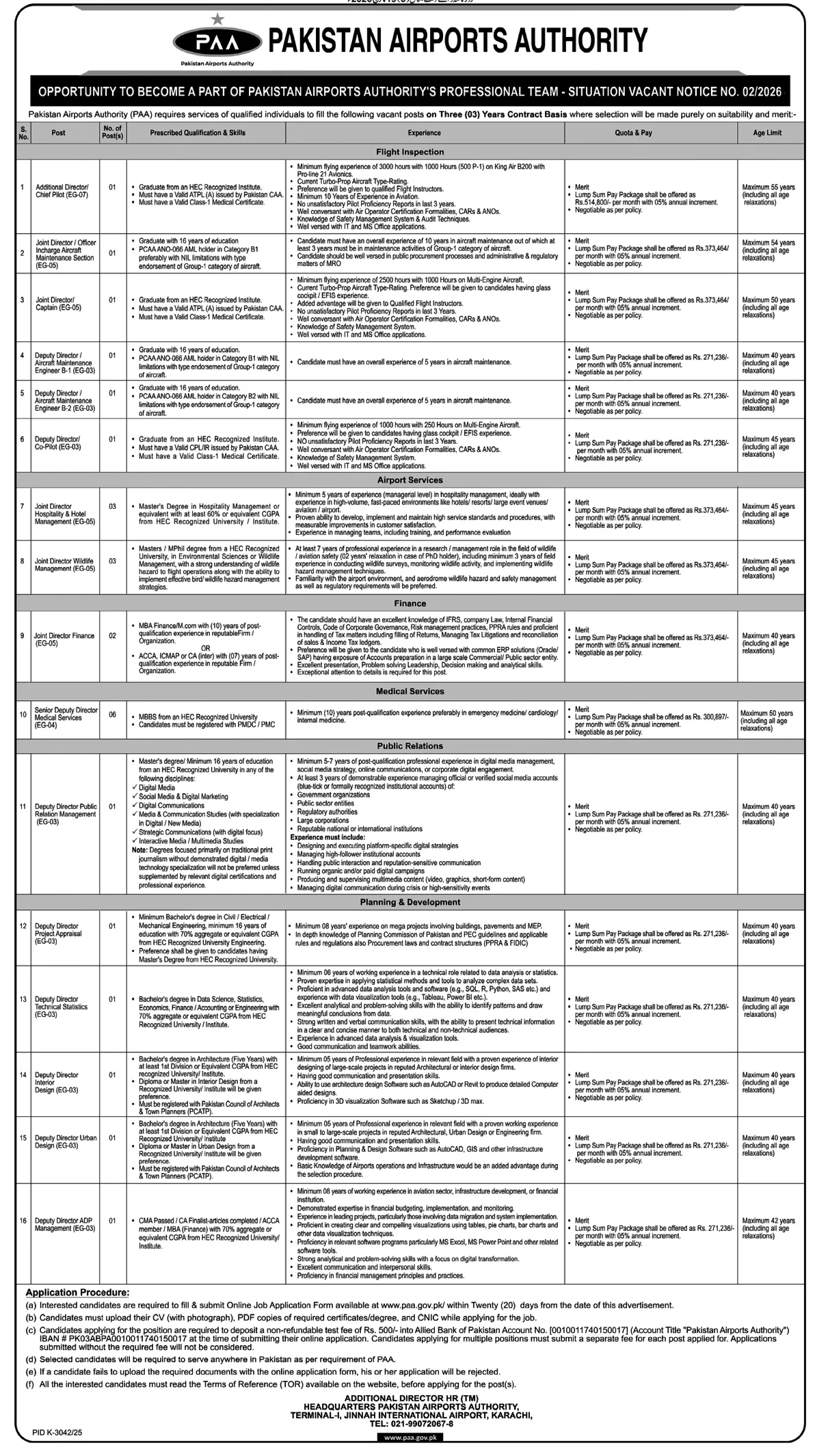 Pakistan Airports Authority Jobs 2026